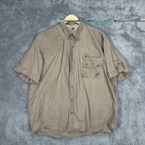 Vintage TAG Safari Shooting Shirt Mens 2XL Tan Hunting Vented Short Sleeve